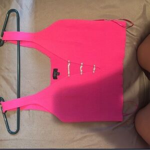 Vibrant Pink Ribbed Tank Top